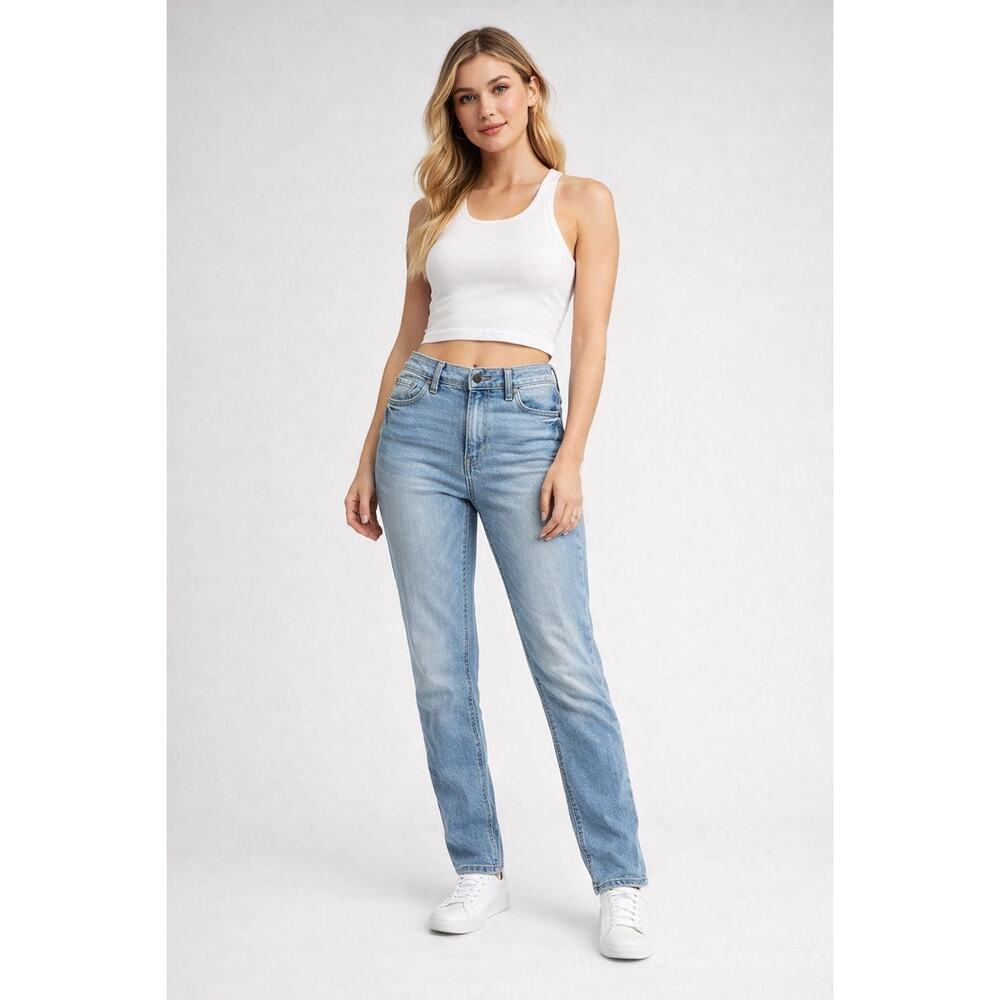 Hollister High Rise Crop Skinny Jeans Women Light Wash Stripe - D025